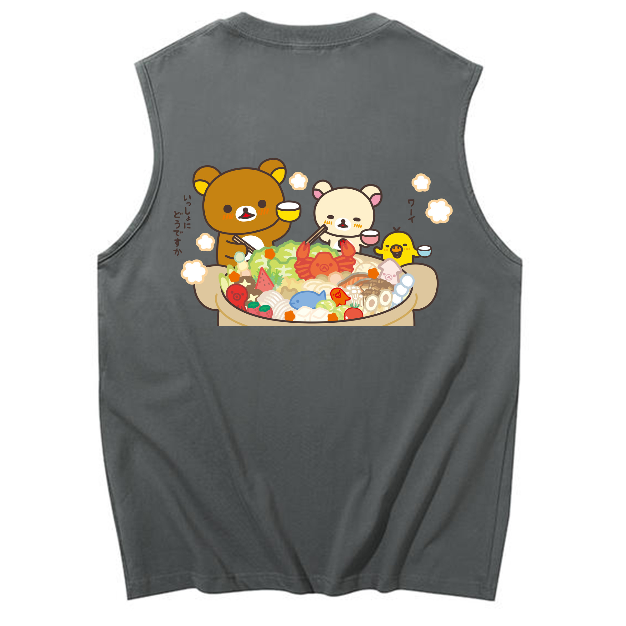 （画像用） リラックマ リラックマ キイロイトリ Rilakkuma Korilakkuma Kiiroitori コットン100％タンクトップ（背面プリント）